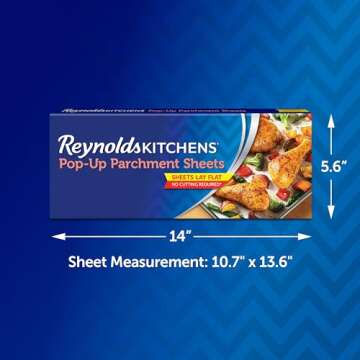 Reynolds Kitchens Pop-Up Parchment Paper Sheets, 10.7x13.75 Inch, 120 Sheets