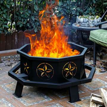 Octagonal 35 Inch Fire Pit for Outdoor Bonfires