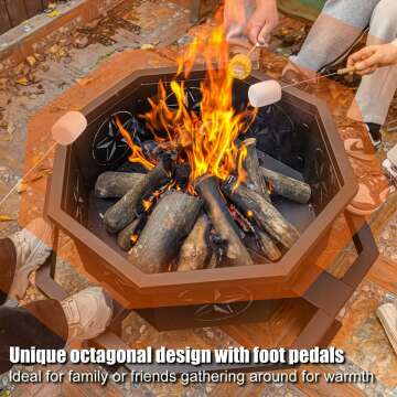 Octagonal 35 Inch Fire Pit for Outdoor Bonfires