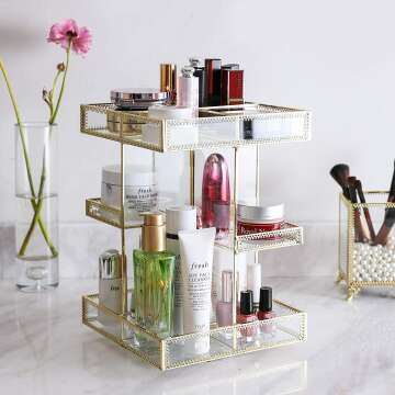 Gold 360° Makeup Organizer for Bathroom & Dresser