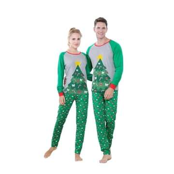 Benaive Matching Family Christmas Pajamas Set Boys Girls Holiday xmas Pjs for Family Toddlers Kids Children Sleepwear Cotton Womens Mens Pyjamas Jammies (Green & Grey, Christmas Tree, Kid-6)