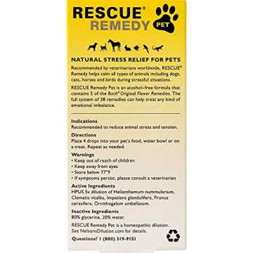 Bach RESCUE Remedy PET Dropper 20mL, Natural Stress Relief, Calming for Dogs, Cats, & Other Pets, Homeopathic Flower Essence, Thunder, Fireworks & Travel, Separation, Sedative-Free