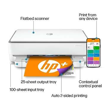 HP ENVY 6055e Wireless Color Inkjet Printer, Print, scan, copy, Easy setup, Mobile printing, Best-for-home, 3 months of Instant Ink included,white