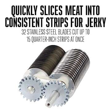 Weston Manual Support Beef Jerky Slicer, Quick and Easy Operation For Cuts Up To 5” Wide x 1.25” Thick, Durable Aluminum Construction, Stainless Steel Blades, Charcoal Gray