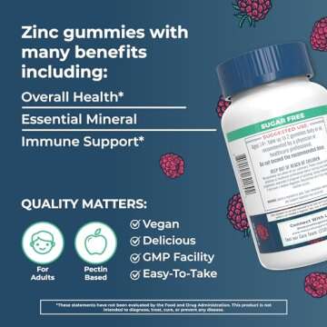 MaryRuth Organics Zinc Gummies | Zinc Supplements | Immune Support Supplement | Essential Mineral | Pectin Based | Overall Health & Wellness | Ages 14 & Up | Vegan | Non GMO | 30 Servings