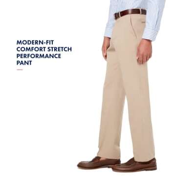 Tommy Hilfiger Men's Classic Stretch Chino Pants – Modern Fit, Wrinkle & Water-Resistant, Versatile & Comfortable for Work or Casual Wear Khaki