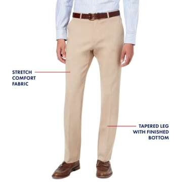 Tommy Hilfiger Men's Classic Stretch Chino Pants – Modern Fit, Wrinkle & Water-Resistant, Versatile & Comfortable for Work or Casual Wear Khaki