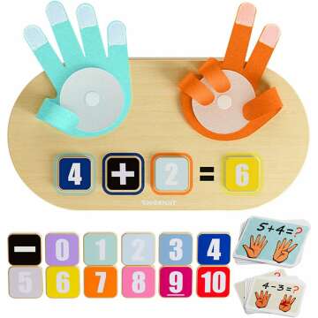 TOP BRIGHT Educational Learning Number Toy for Toddler - Finger Counting Math Toys, Homeschool Supplies for Math Manipulates, Teaching Early Education Toys for Kid Age 3+, Montessori Toy for Toddler