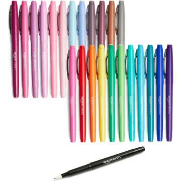 Amazon Basics Felt Tip Marker Pens - 24 Assorted Colors for All Your Creative Needs