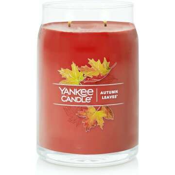 Yankee Candle Autumn Leaves Scented, Signature 20oz Large Jar 2-Wick Candle, Over 60 Hours of Burn Time