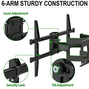 USX MOUNT Full Motion TV Mount for Most 37-82 Inch TV up to 132lbs, TV Wall Mount Articulating with Swivel, Tilt & Extension, Wall Mounts TV Bracket for VESA 600x400mm 400x300mm, 8-16" Wood Studs