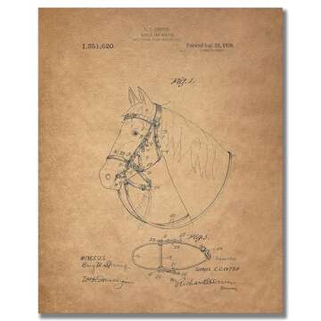 BigWig Prints Cowboy Patent Wall Art - Western Decor, Lasso, Colt Peacemaker, Bridle, Saddle, Spurs, Horseshoe, Rustic Farmhouse Wall Art, Cowboy Posters for Home or Office - Unframed Set of 6 (8x10)