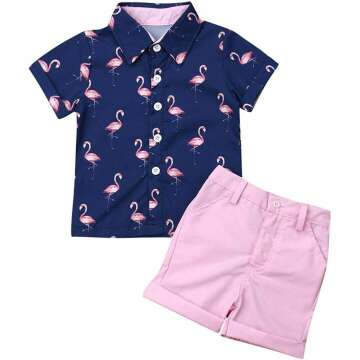 Flamingo Baby Boy Outfit Set