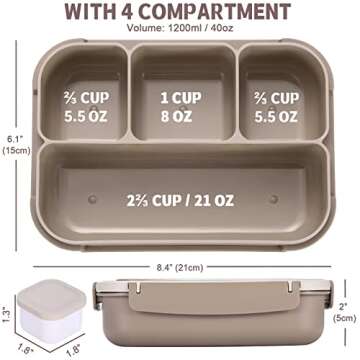 Bento Box for Adults - 4 Compartment Lunch Box