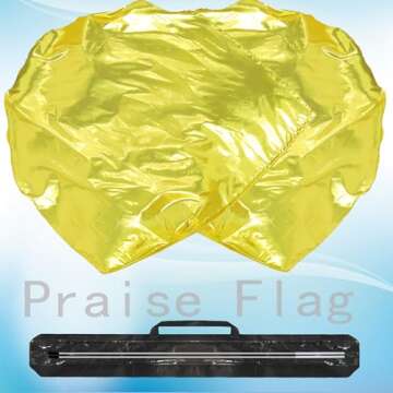 Wuchieal 55" Praise Dance Worship Flags with Flexible Rods Semicircle Worship Angel Wing Flag for Dance Church 2 pieces Gold