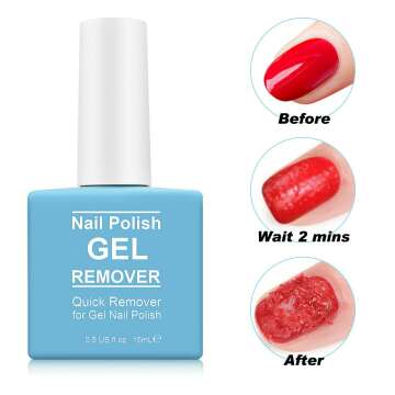 Gel Nail Polish Remover with 7 Way Nail Buffer & Metal Silver Cuticle Pusher for Nails in 3-5 minutes,Easily & Quickly Remove Gel, No More Foil, Soaking or Wrapping
