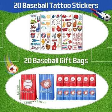 Jenaai 130 Pcs Baseball Party Favors Includes Baseballs Slap Bracelets Party Gift Bags Silicone Keychain Baseball Tattoo Baseball Stickers for Baseball Themed Sports Party Favors for Kids Students