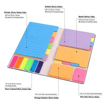 Sticky Notes Set, Post Self-Stick Notes Pads for Journaling Notebook Planner Study, Office Supplies College Essentials Back to School Supplies for High School Students Teen Girl Gifts Preppy Stuff