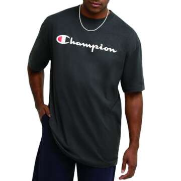 Champion Men's Script Logo T-Shirt in Granite Heather