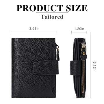 Falan Mule Women's Genuine Leather Wallet, Compact Size, RFID Blocking, Includes Coin Pouch, Card Holders, 14 Slots