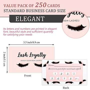 Lash Extension Refill Filler Loyalty Punch Cards Customer Loyalty Cards Stationery for Eyelash Extensions Business Beauty Salons or Spas Supplies (250)