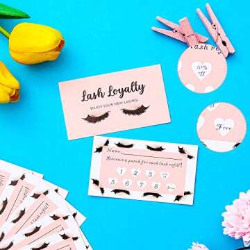 Lash Extension Refill Filler Loyalty Punch Cards Customer Loyalty Cards Stationery for Eyelash Extensions Business Beauty Salons or Spas Supplies (250)