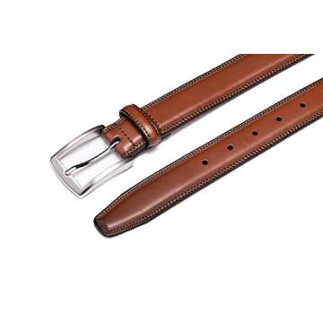 KM Legend Mens Genuine Leather Dress - Classic & Fashion For Work Business And Casual Belt, Essential Brown, 36 US