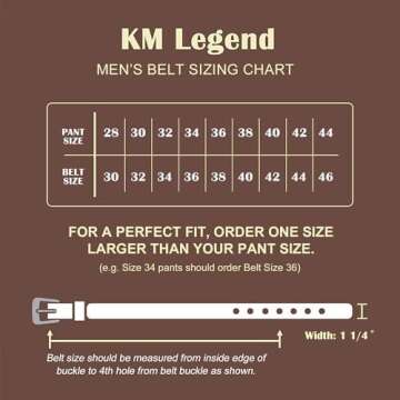 KM Legend Mens Genuine Leather Dress - Classic & Fashion For Work Business And Casual Belt, Essential Brown, 36 US