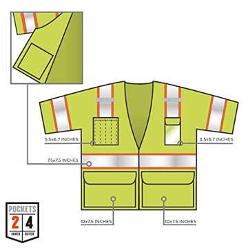 Hi-Vis Class 3 Surveyor Vest - Ergodyne L-XL