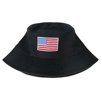 Unisex Athletic Bucket Hat Solid Colors Sun Hat with UV Protection for Outdoor Sports Packable Summer Hats White American Flag One Size