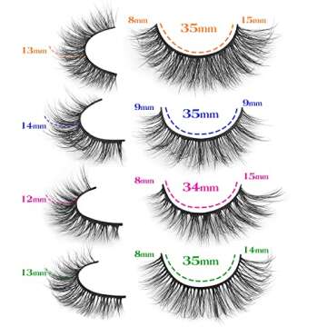 ALPHONSE False Lashes 3D Natural Short Wispy Fake Eyelashes Full Fluffy Wispies 15MM Faux Mink Eyelash Pack 20 Pairs 4 Styles Mixed