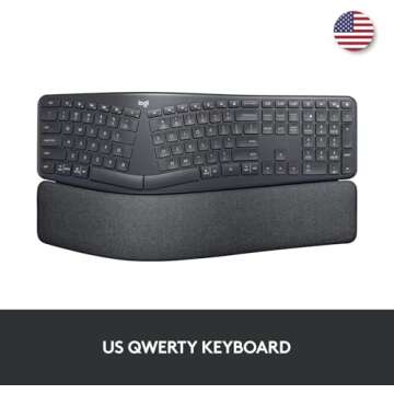 Logitech Ergo K860 Wireless Ergonomic Keyboard with Wrist Rest - Split Keyboard Layout for Windows/Mac, Bluetooth or USB Connectivity (Renewed)