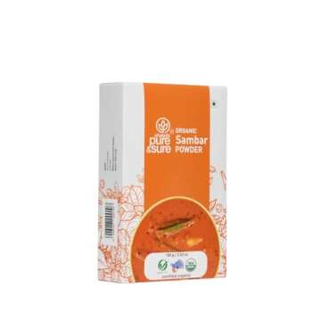 Pure & Sure Organic Sambar Powder | South Indian Spices | Premium Quality, Non-GMO, Suitable for Vegetarians, Indian Ready to Eat Food | 100gm