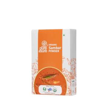 Pure & Sure Organic Sambar Powder | South Indian Spices | Premium Quality, Non-GMO, Suitable for Vegetarians, Indian Ready to Eat Food | 100gm