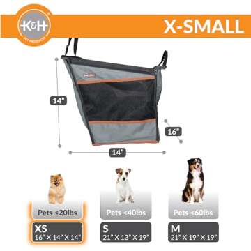 K&H Pet Products Buckle N' Go Dog Car Seat for Small Dogs, Waterproof Fabric with Breathable Mesh & Adjustable Dog Seat Belt for Car, Dog Hammock for Car, Dog Carrier Dog Car Seat Cover - Gray X-SM