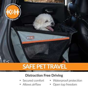 K&H Pet Products Buckle N' Go Dog Car Seat for Small Dogs, Waterproof Fabric with Breathable Mesh & Adjustable Dog Seat Belt for Car, Dog Hammock for Car, Dog Carrier Dog Car Seat Cover - Gray X-SM