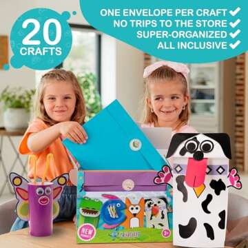 Craftikit® 20 Award-Winning Animal Toddler Arts and Crafts for Kids Ages 3-10 Years, All-Inclusive Animal Craft Kits, Fun Toddler Craft Box for Girls, Boys in Preschool