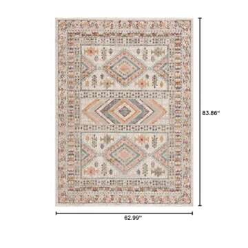 Moneymore Southwestern Tribal Living Room Bedroom Dining Room Farmhouse Area Rug - Vintage Bohemian Distressed - Native American Indian Boho Carpet - Pink, Brown, Beige, Cream, Colorful - 5'2" x 7'