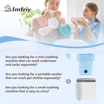 Portable washing machine, Small Mini Portable Washer Cleans Underwear,Baby Clothes,Small Clothes,Pet Clothes for Traveling Camping Apartments Hotel Dormitories RV. (Blue, 11L)