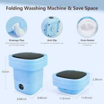 Portable washing machine, Small Mini Portable Washer Cleans Underwear,Baby Clothes,Small Clothes,Pet Clothes for Traveling Camping Apartments Hotel Dormitories RV. (Blue, 11L)