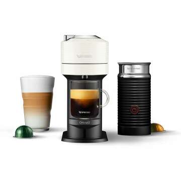 Nespresso Vertuo Next Coffee and Espresso Machine by De'Longhi with Milk Frother, White