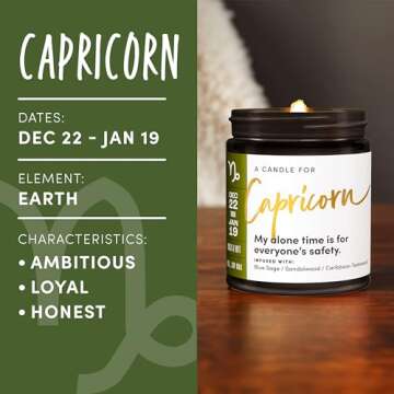 WAX & WIT Capricorn Gifts for Women, Astrology Gifts for Women, Capricorn Candle, Zodiac Gifts, December January Birthday Gifts for Women, Zodiac Candles, Astrology Candle - 9oz