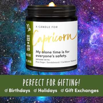 WAX & WIT Capricorn Gifts for Women, Astrology Gifts for Women, Capricorn Candle, Zodiac Gifts, December January Birthday Gifts for Women, Zodiac Candles, Astrology Candle - 9oz