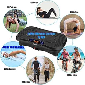 AXV Vibration Plate Fitness Platform Exercise Machine Vibrating Lymphatic Drainage Shaking Full Body Shaker Workout Vibrate Stand Shake Board Sport Gym for Weight Loss Fat Burner for Women Men