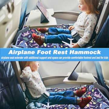 Airplane Seat Extender for Kids, Miuudby Toddler Airplane Bed with Side Pocket for Baby Plane Travel Essentials, Infant Portable Airplane Bed Foot Rest for Flights - Toddler Airplane Travel Essentials