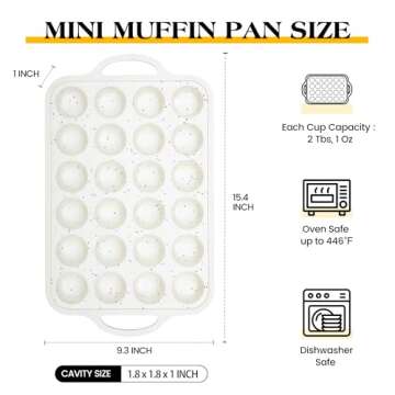 AOTASO Silicone Muffin Pans For Baking Mini Nonstick Cupcake Pan 24 Cups Silicone Cupcake Molds With Metal Reinforced Frame Bpa Free (2 Pcs, Cream)