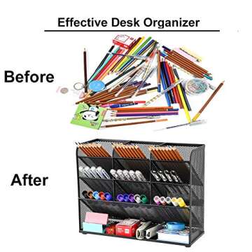 Marbrasse Mesh Desk Organizer, Multi-Functional Pen Holder, Desktop Stationary Organizer, Storage Rack for School Home Office Art Supplies (Mesh Pen Holder)