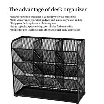 Marbrasse Mesh Desk Organizer, Multi-Functional Pen Holder, Desktop Stationary Organizer, Storage Rack for School Home Office Art Supplies (Mesh Pen Holder)