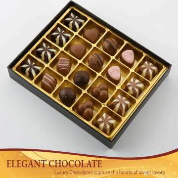 CARIANS Chocolate Gift Box, Box of Candy, Assorted Luxury Premium Gourmet Chocolate Gift Basket, Dark, Milk, White Chocolates & Truffles, Mother's Day Chocolate Gift, Kosher, Halal, 20 Pc., 9.1 oz.
