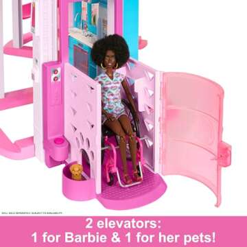 Barbie DreamHouse, Doll House Playset with 75+ Pieces Including Toy Furniture & 3-Story Pool Slide, Pet Elevator & Puppy Play Areas